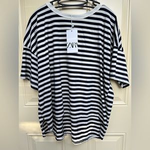 Zara Striped Hi Lo TShirt NWT Size L